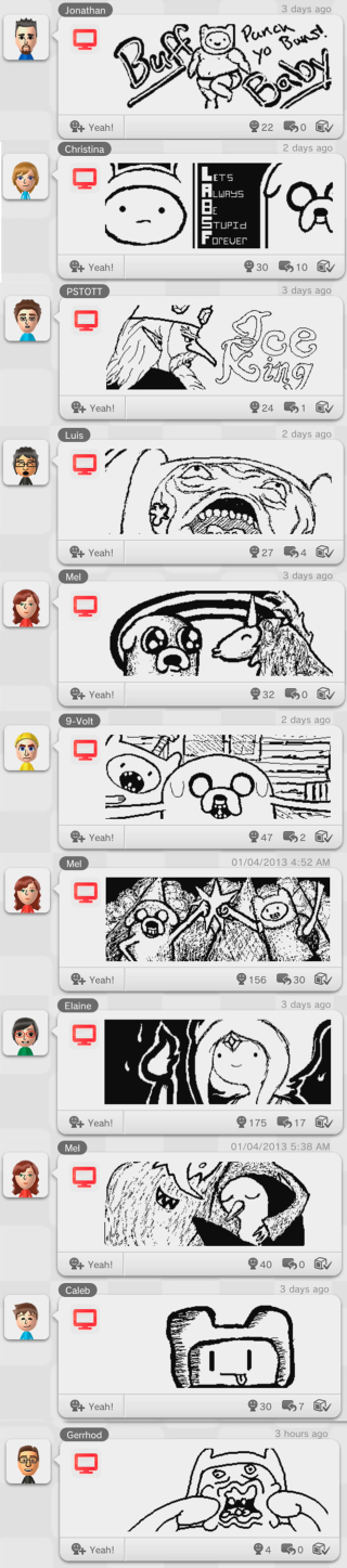 Illustration for article titled Miiverse Moments: Adventure Time Fan Art
